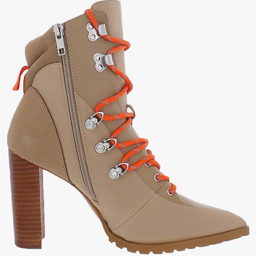 Steve Madden Tan Ankle Boots with Orange Laces
